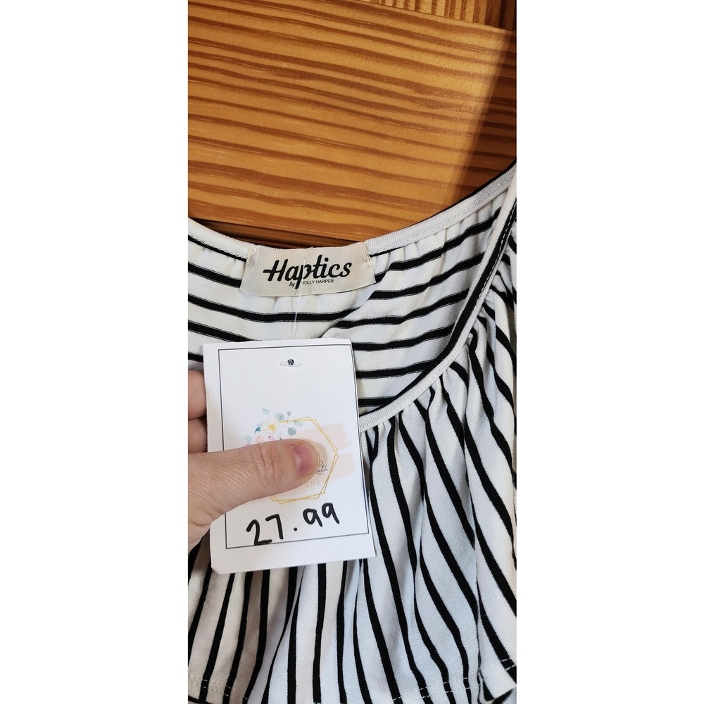 Haptics sleeve striped‎ top